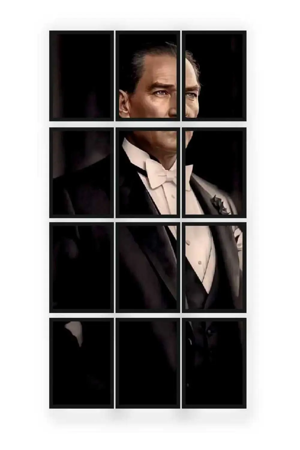 12 parça Puzzle Atatürk ATAM Çerçeve Görünümlüı Mdf tablo Duvar S