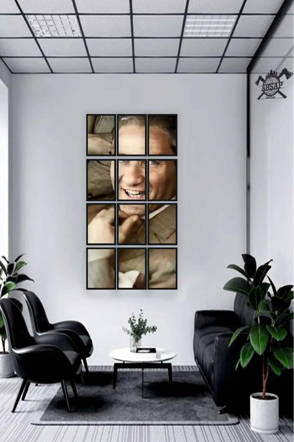 12 parça Puzzle Atatürk ATAM Çerçeve Görünümlüı Mdf tablo Duvar S