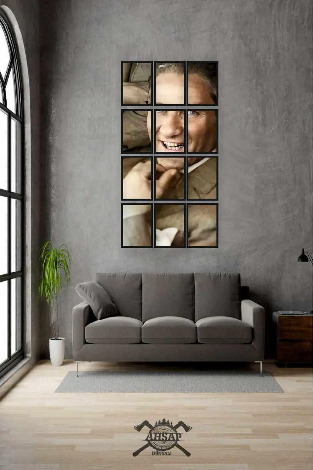 12 parça Puzzle Atatürk ATAM Çerçeve Görünümlüı Mdf tablo Duvar S