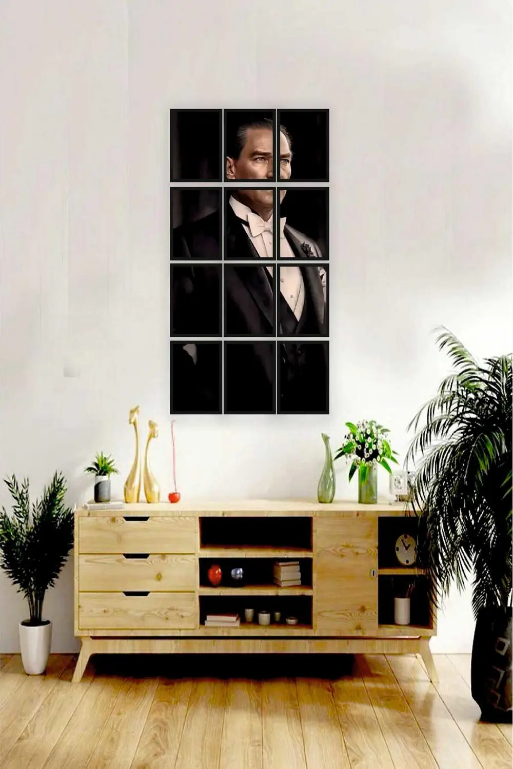 12 parça Puzzle Atatürk ATAM Çerçeve Görünümlüı Mdf tablo Duvar S
