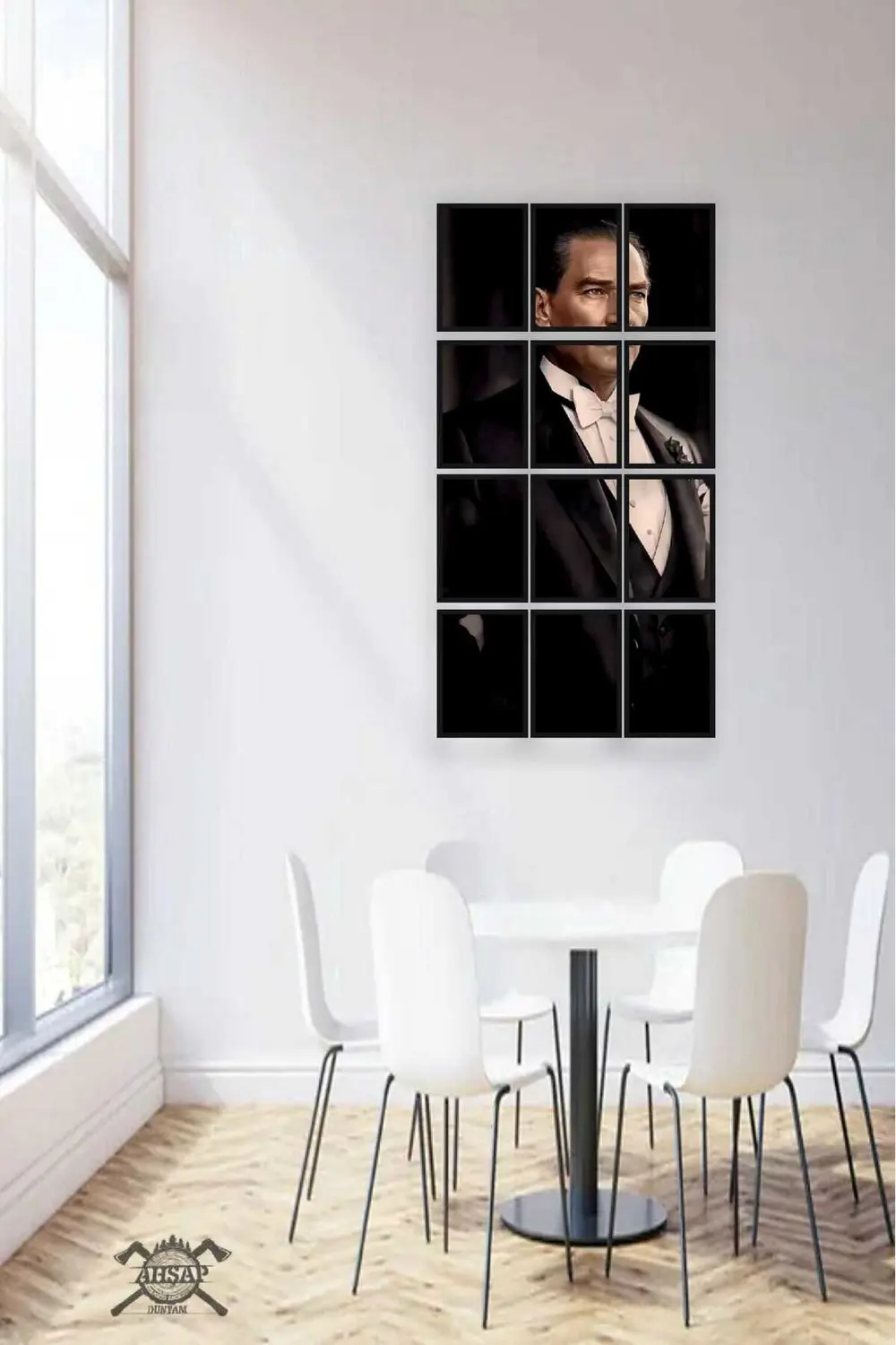 12 parça Puzzle Atatürk ATAM Çerçeve Görünümlüı Mdf tablo Duvar S