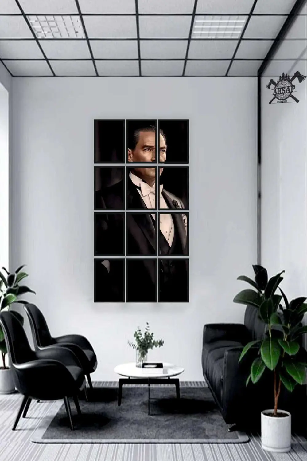 12 parça Puzzle Atatürk ATAM Çerçeve Görünümlüı Mdf tablo Duvar S