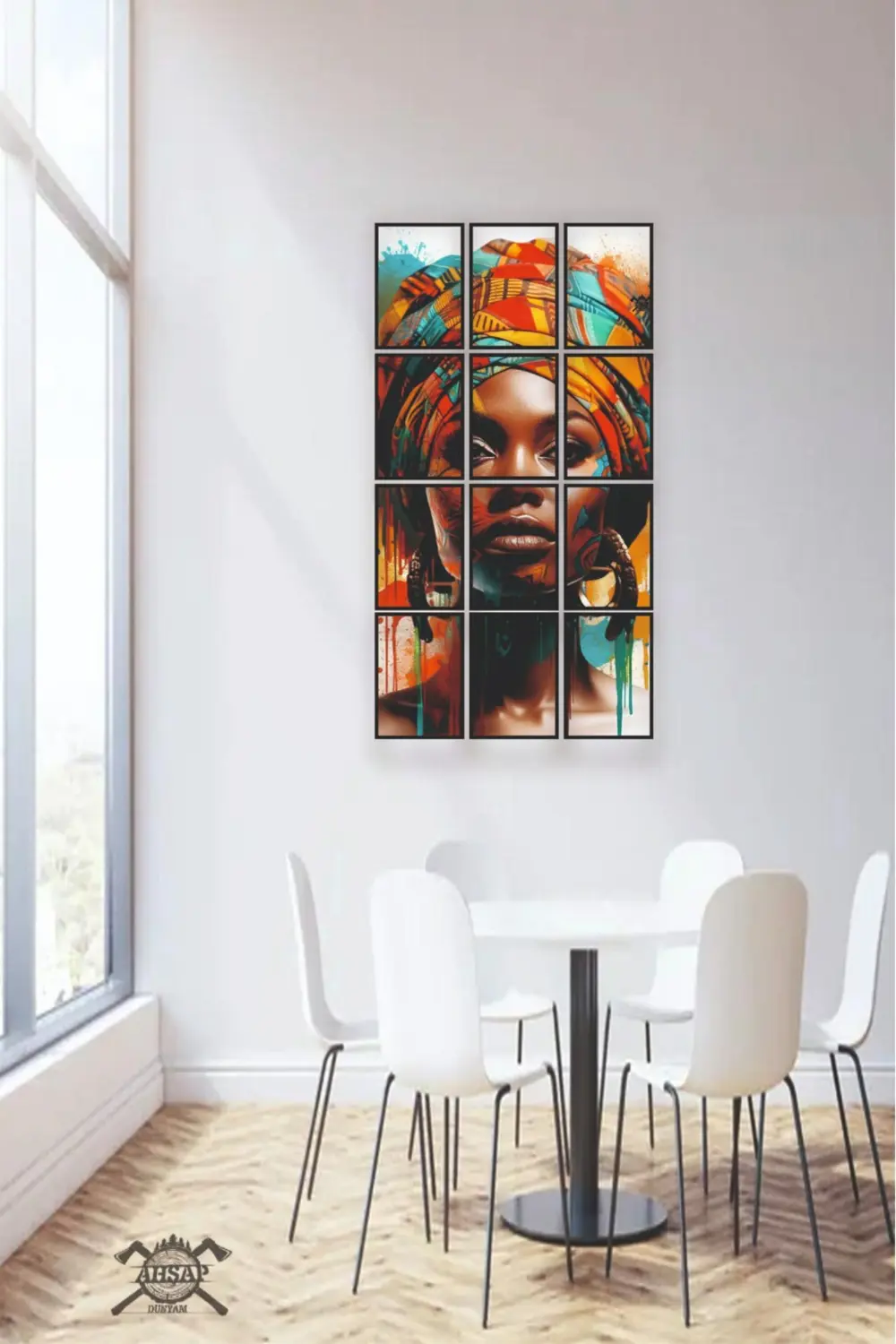 12 parça Puzzle Kadın Yüzü Güzellik Çerçeve Görünümlüı Mdf tablo 