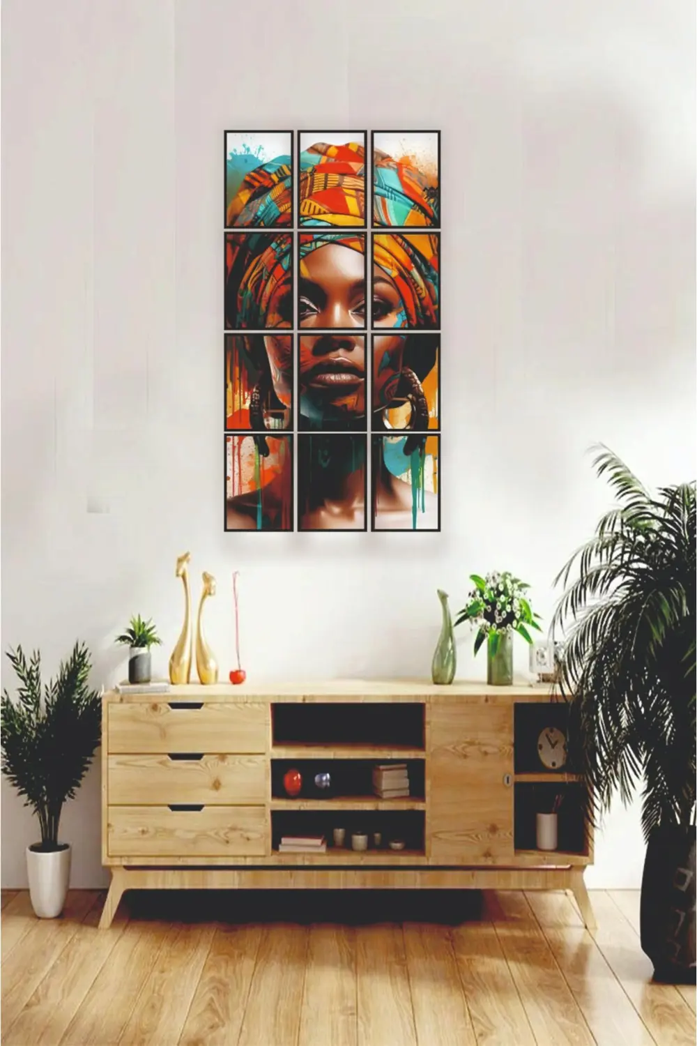 12 parça Puzzle Kadın Yüzü Güzellik Çerçeve Görünümlüı Mdf tablo 