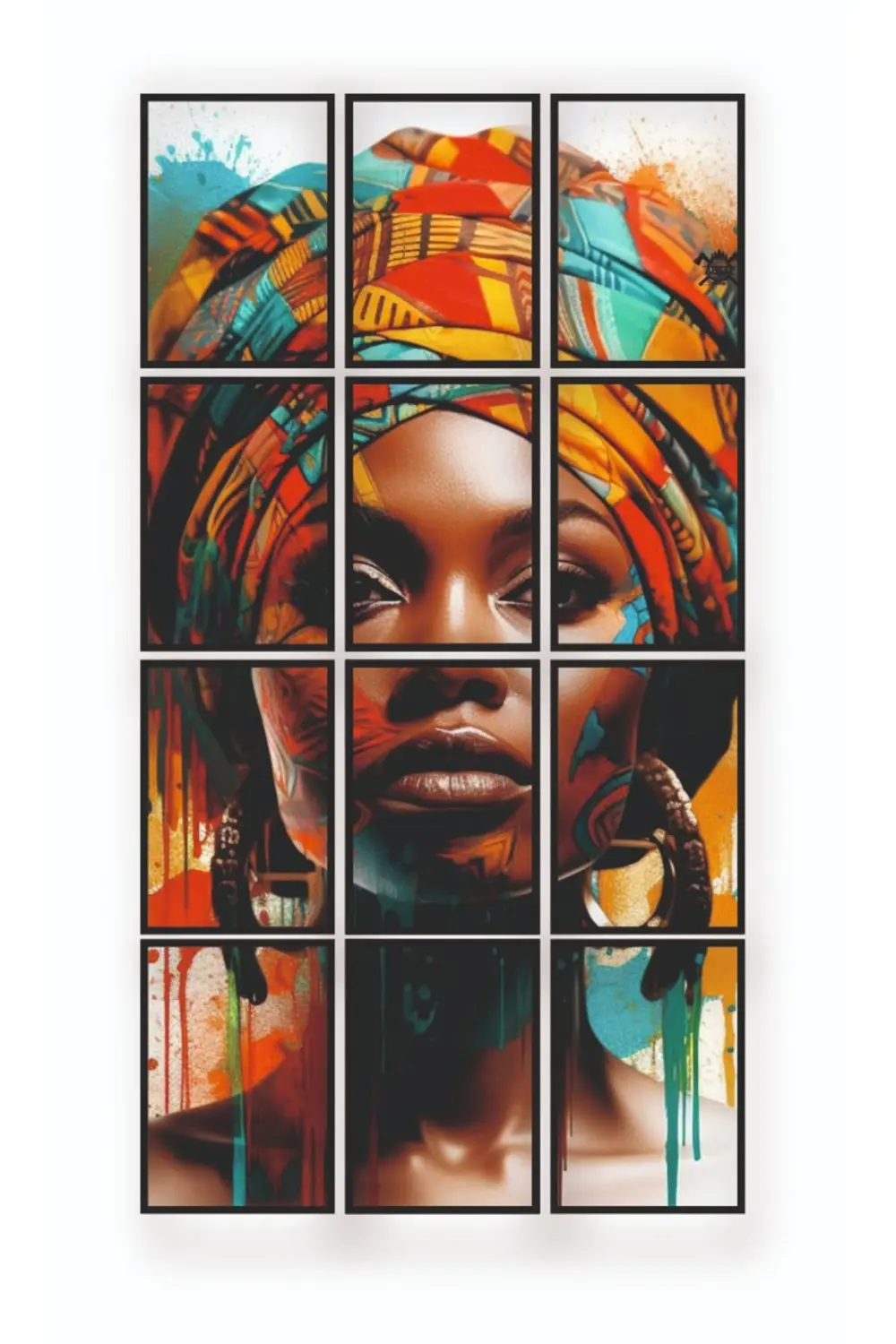 12 parça Puzzle Kadın Yüzü Güzellik Çerçeve Görünümlüı Mdf tablo 