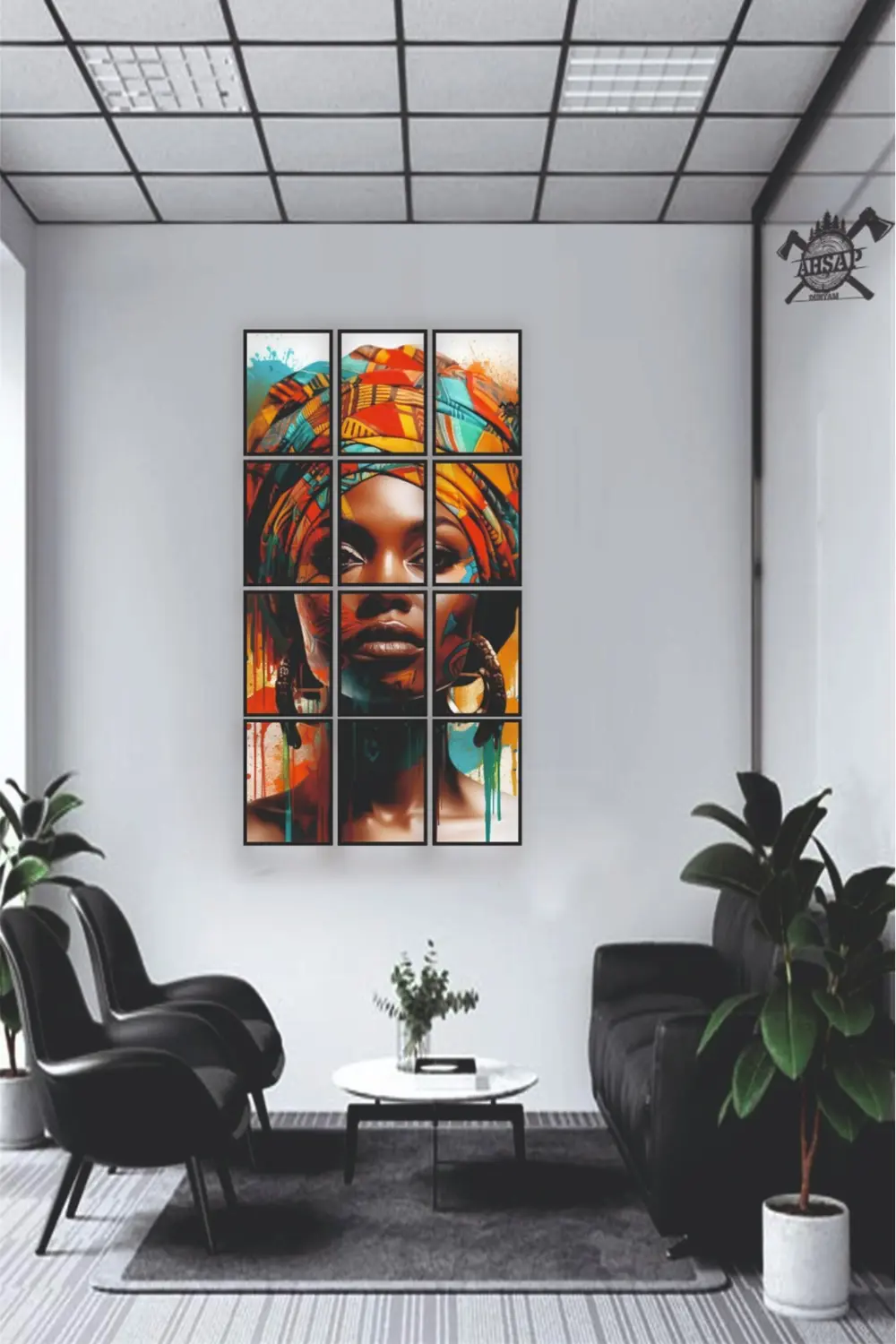 12 parça Puzzle Kadın Yüzü Güzellik Çerçeve Görünümlüı Mdf tablo 