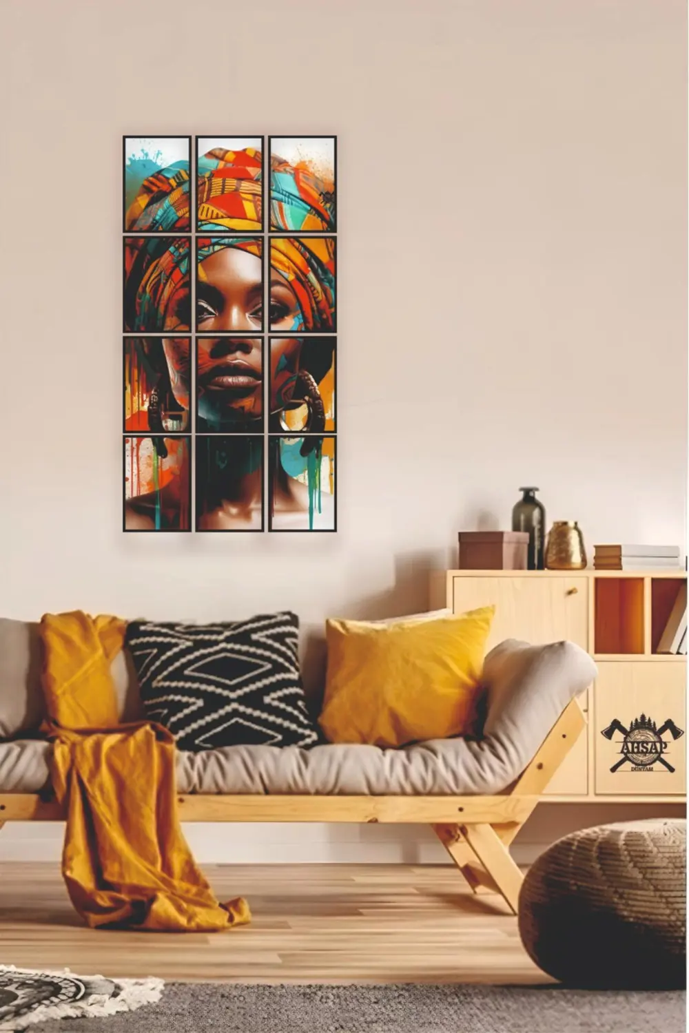 12 parça Puzzle Kadın Yüzü Güzellik Çerçeve Görünümlüı Mdf tablo 
