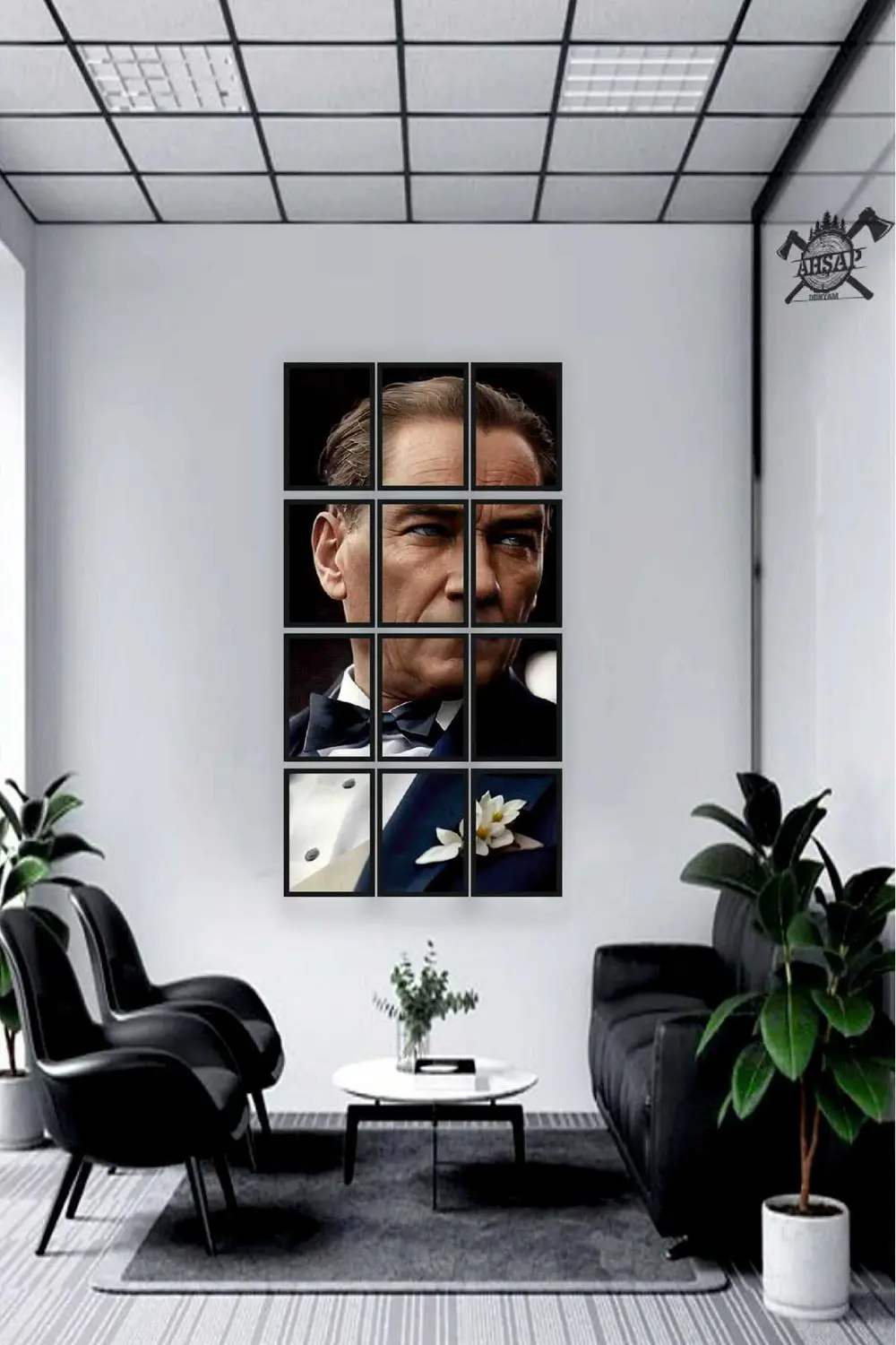 12 parça Puzzle Yeni Atatürk ATAM Çerçeve Görünümlüı Mdf tablo Du