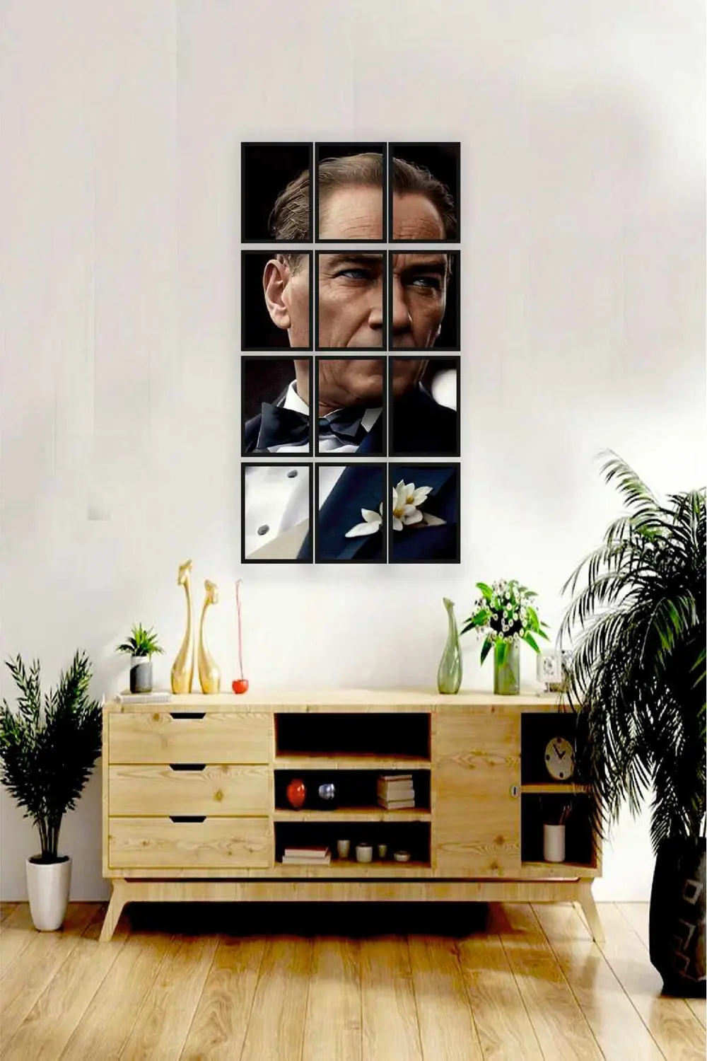 12 parça Puzzle Yeni Atatürk ATAM Çerçeve Görünümlüı Mdf tablo Du