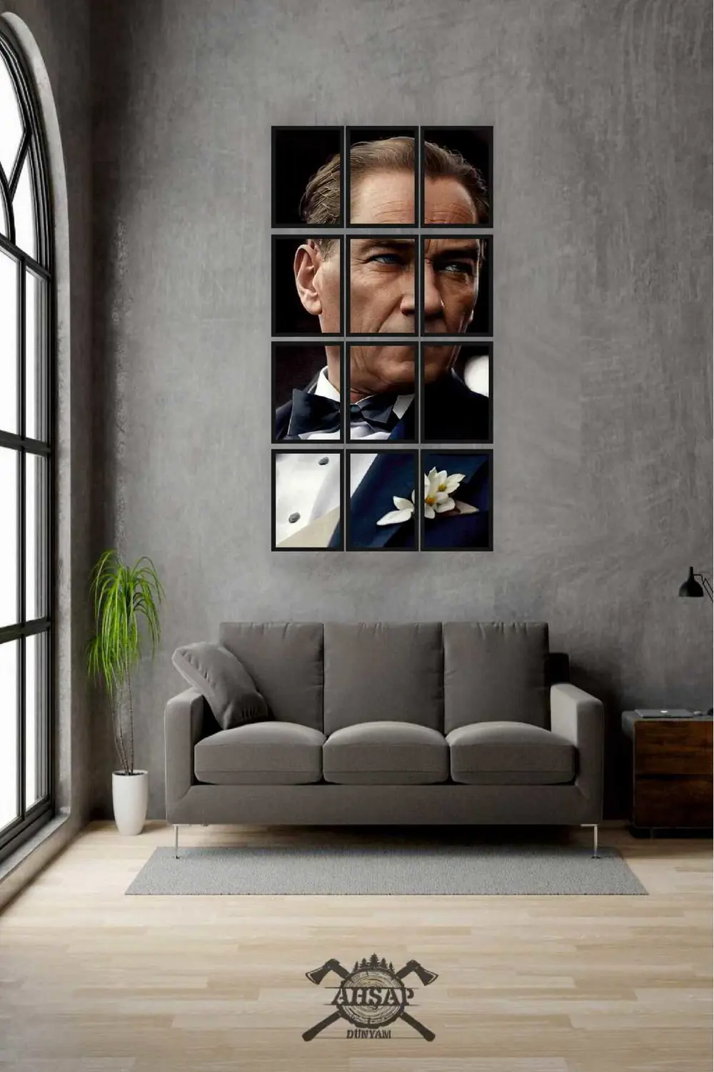 12 parça Puzzle Yeni Atatürk ATAM Çerçeve Görünümlüı Mdf tablo Du