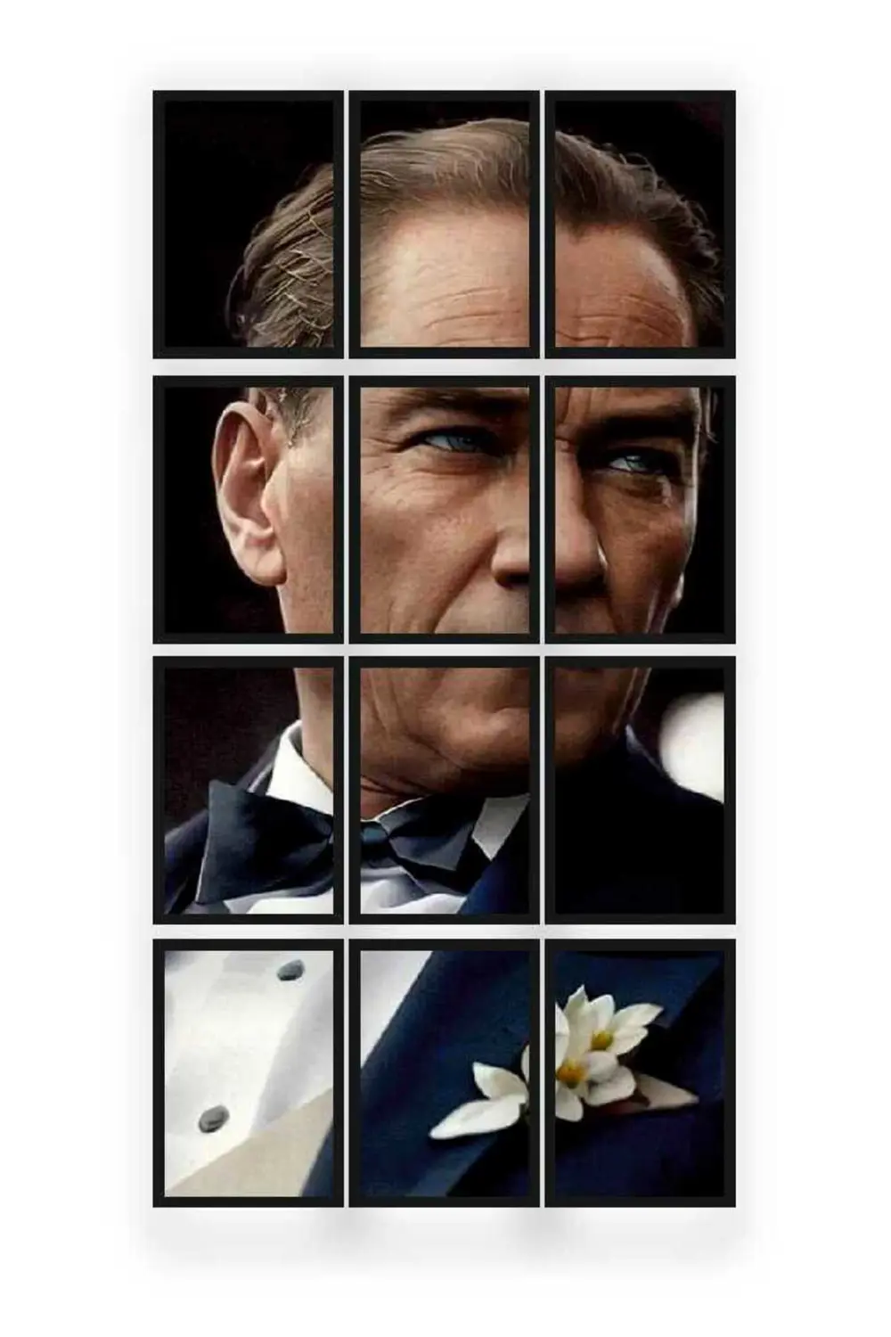 12 parça Puzzle Yeni Atatürk ATAM Çerçeve Görünümlüı Mdf tablo Du
