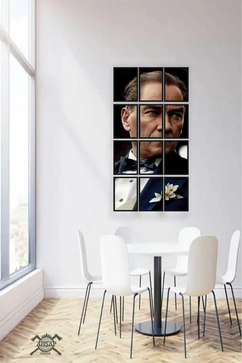 12 parça Puzzle Yeni Atatürk ATAM Çerçeve Görünümlüı Mdf tablo Du