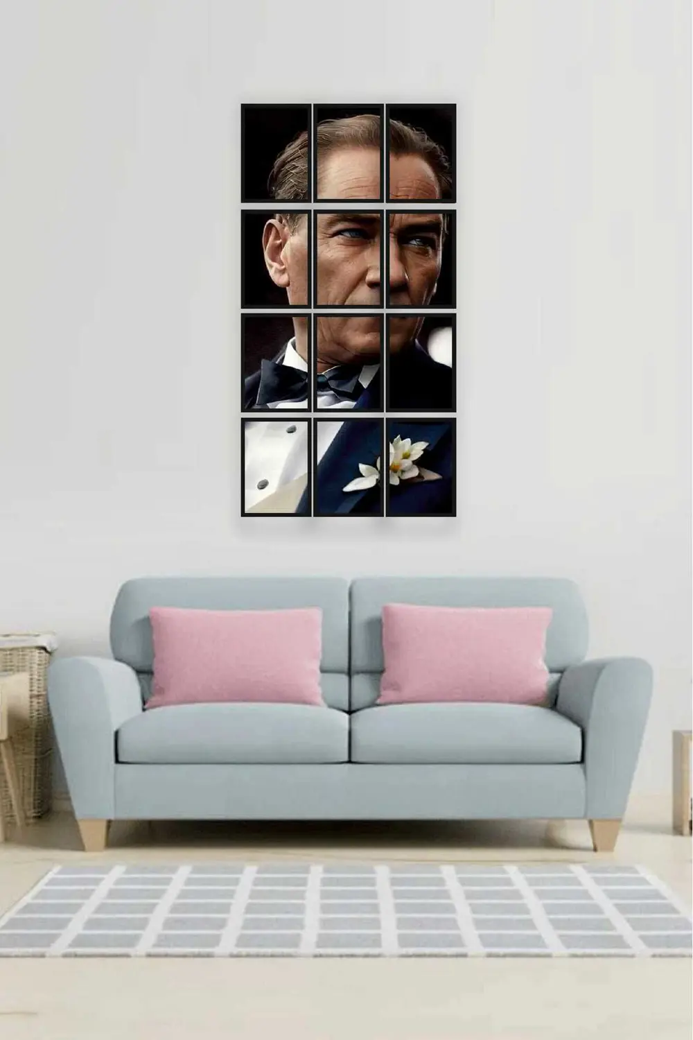 12 parça Puzzle Yeni Atatürk ATAM Çerçeve Görünümlüı Mdf tablo Du