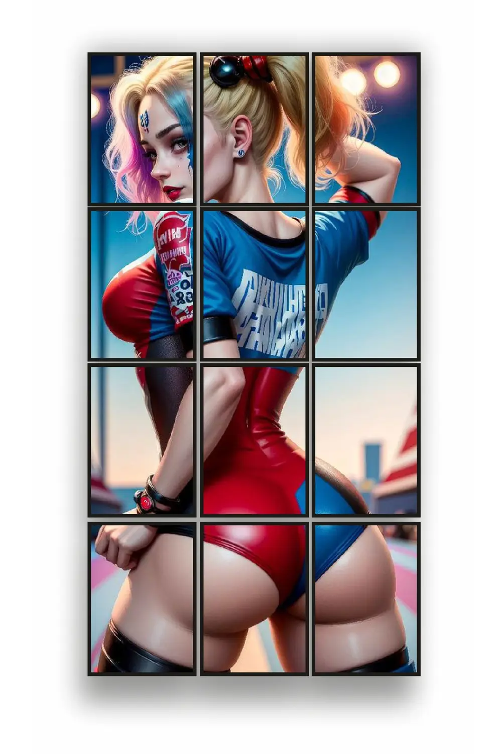 12 parça Renkli Harley Quinn Çerçeve Görünümlü Mdf tablo Duvar Sü