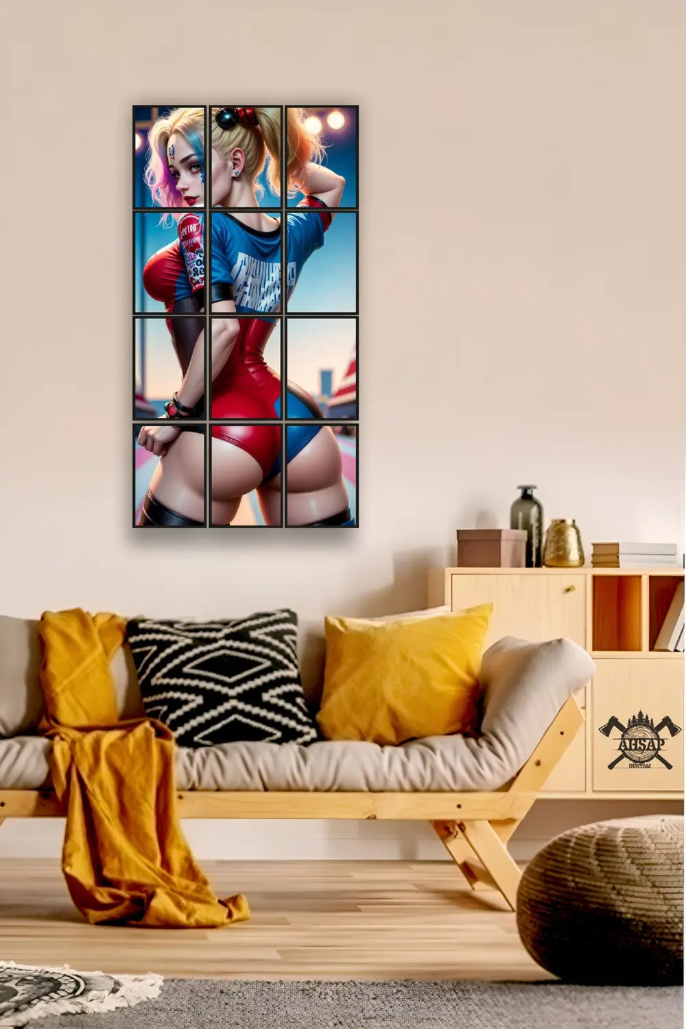 12 parça Renkli Harley Quinn Çerçeve Görünümlü Mdf tablo Duvar Sü
