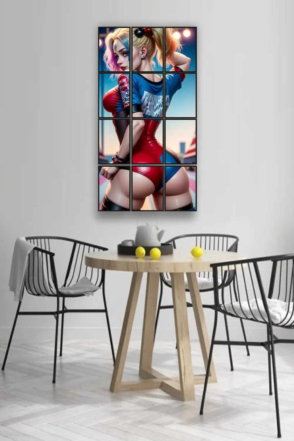 12 parça Renkli Harley Quinn Çerçeve Görünümlü Mdf tablo Duvar Sü