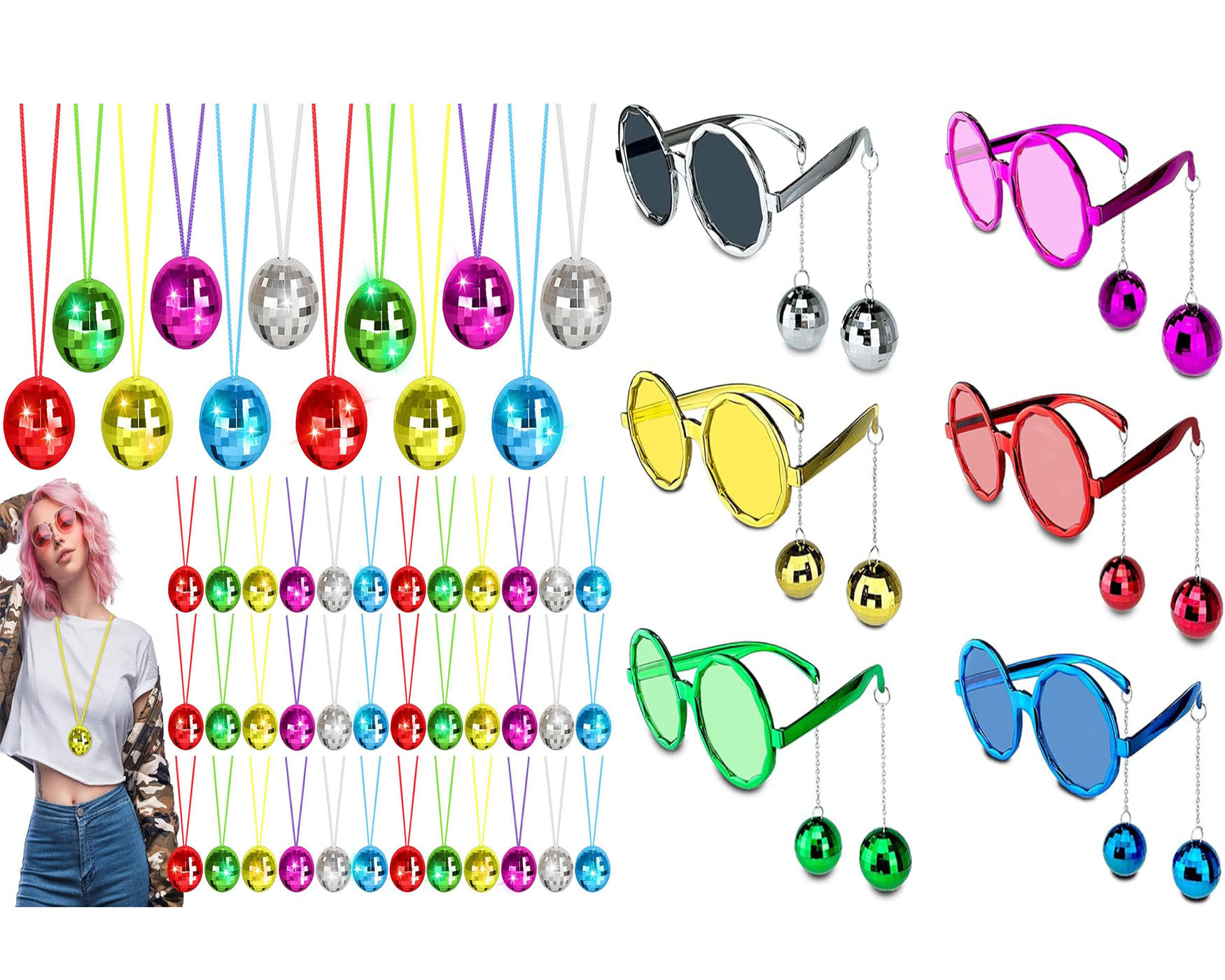 12 Parça Renkli Disko Toplu Retro Parti Seti – 6 Kolye + 6 Gözlük 12 Parça Renkli Disko Toplu Retro Parti Seti – 6 Kolye + 6 Gözlük