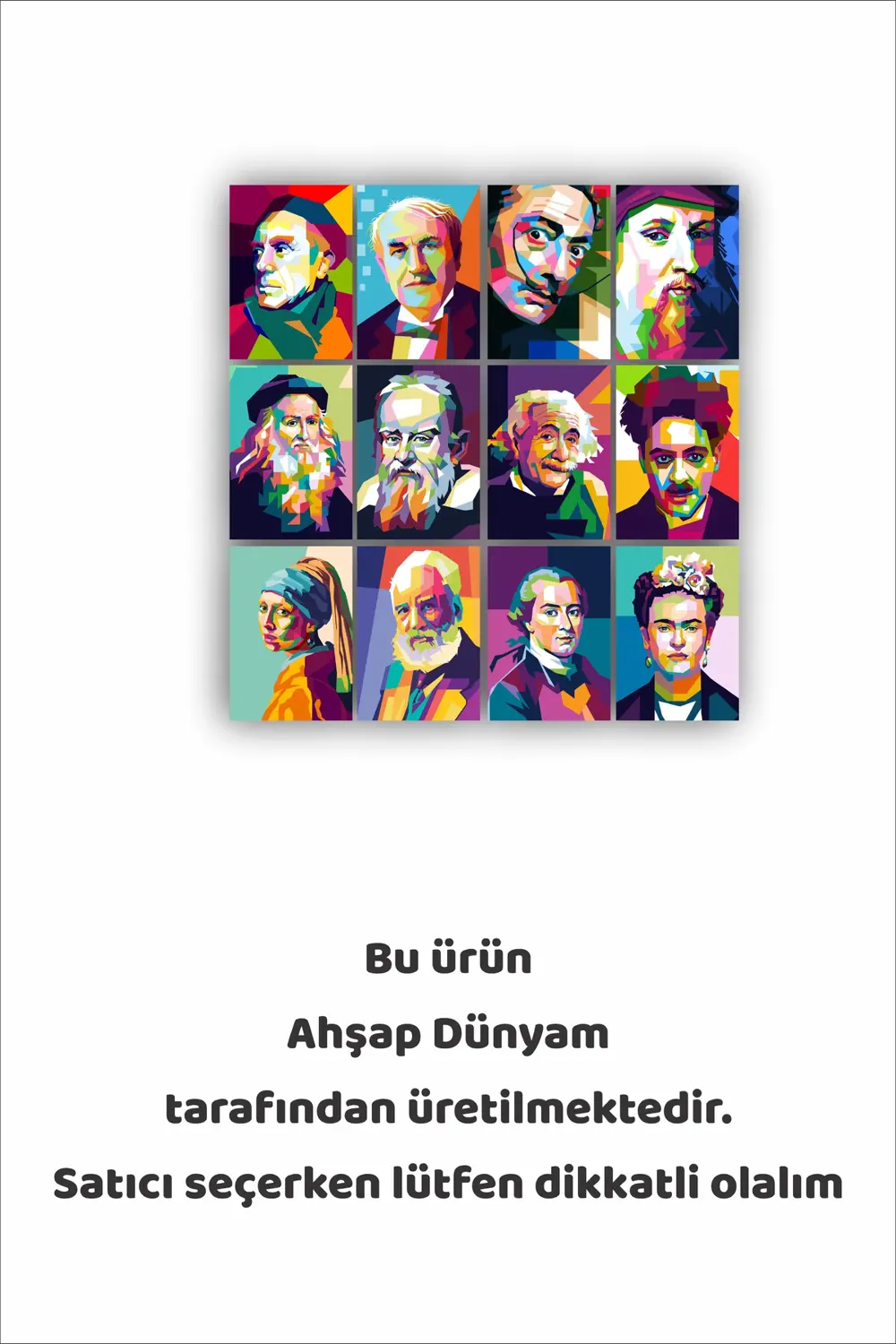 12 parça Sanatçı ve Bilim İnsanları Resimleri Çerçeve Görünümlü M