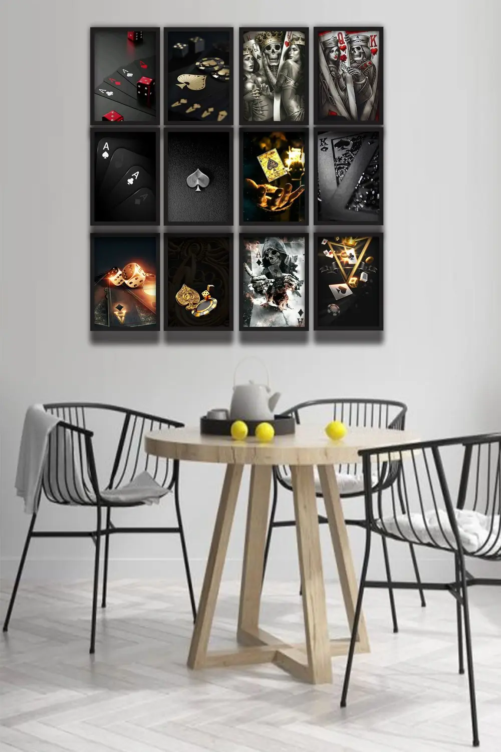 12 parça Şans Oyunları Çerçeve Görünümlü Mdf tablo Duvar Süsü Hed