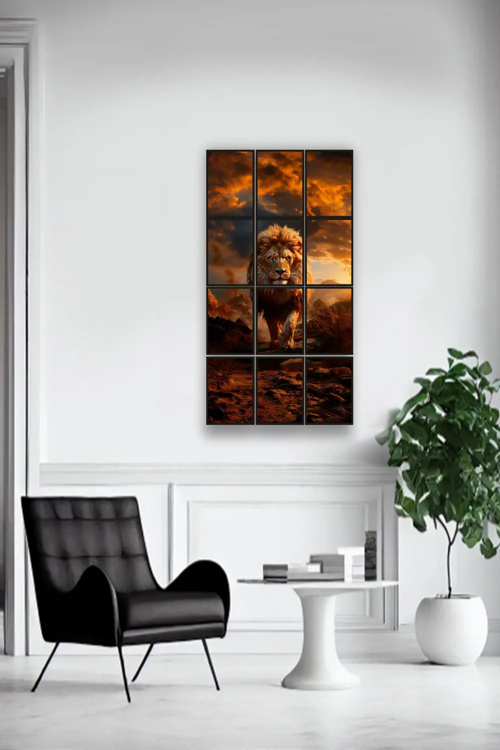 12 parça Sarı Aslan Çerçeve Görünümlü Mdf tablo Duvar Süsü Hediye 12 parça Sarı Aslan Çerçeve Görünümlü Mdf tablo Duvar Süsü Hediye