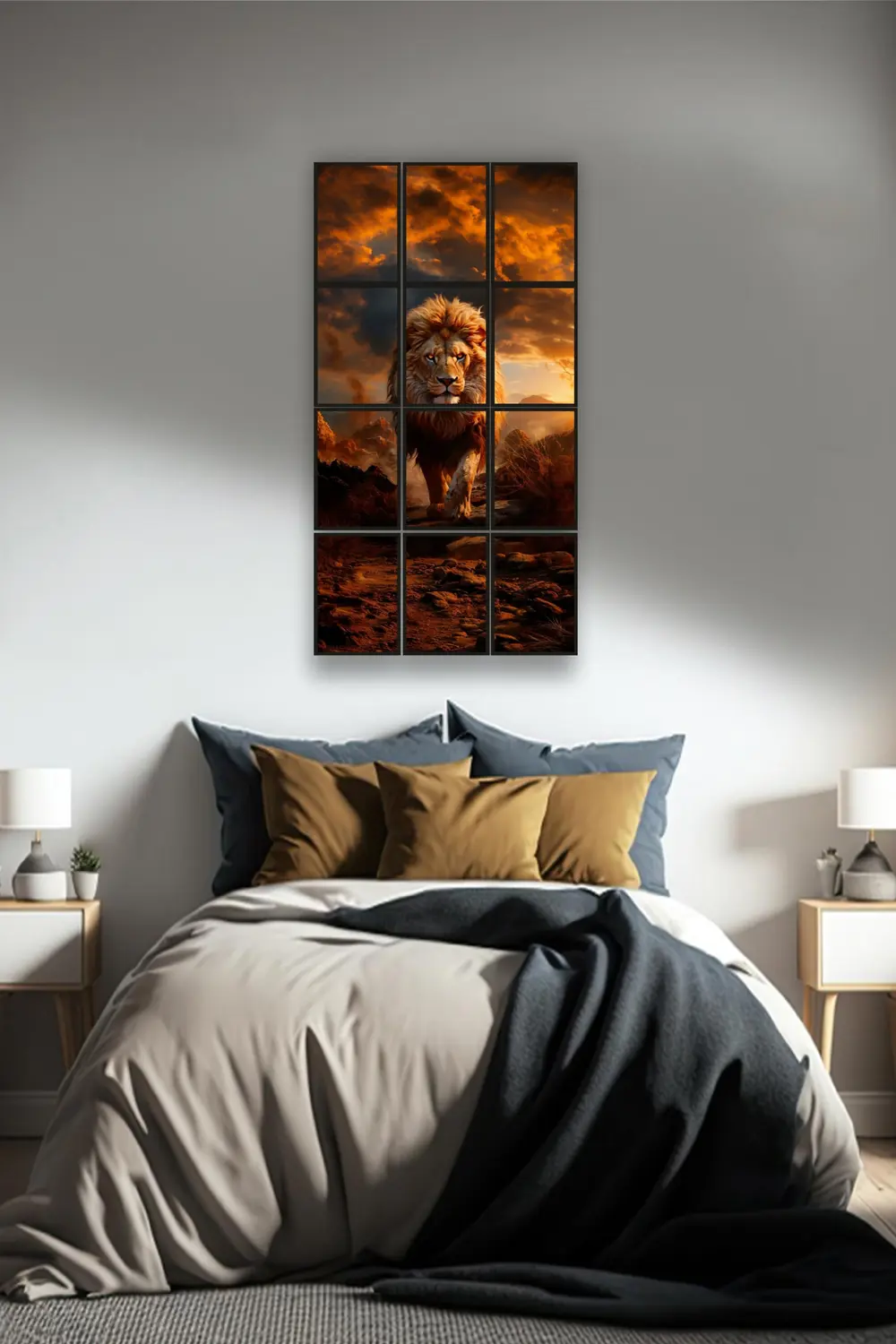 12 parça Sarı Aslan Çerçeve Görünümlü Mdf tablo Duvar Süsü Hediye 12 parça Sarı Aslan Çerçeve Görünümlü Mdf tablo Duvar Süsü Hediye