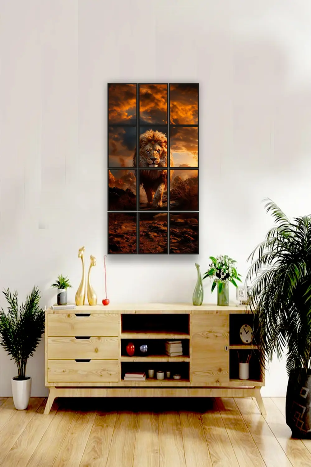 12 parça Sarı Aslan Çerçeve Görünümlü Mdf tablo Duvar Süsü Hediye 12 parça Sarı Aslan Çerçeve Görünümlü Mdf tablo Duvar Süsü Hediye