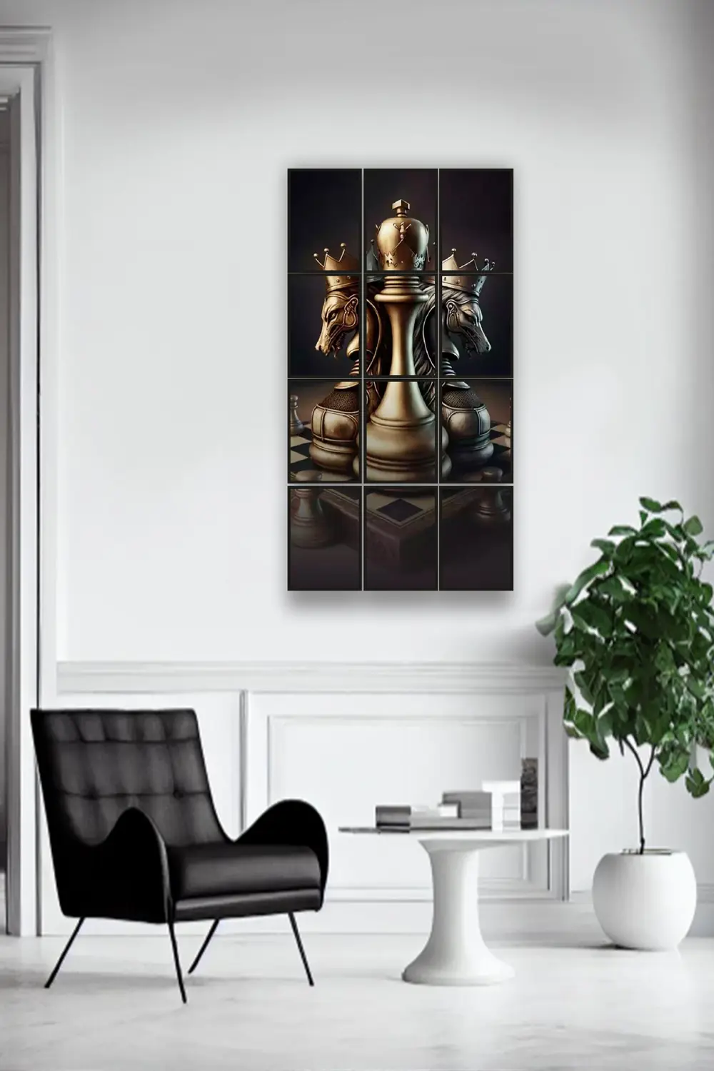 12 parça Satranç Çerçeve Görünümlü Mdf tablo Duvar Süsü Hediyelik