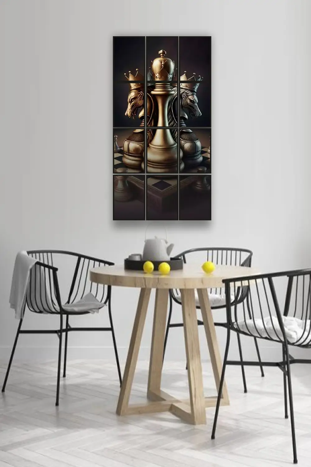 12 parça Satranç Çerçeve Görünümlü Mdf tablo Duvar Süsü Hediyelik