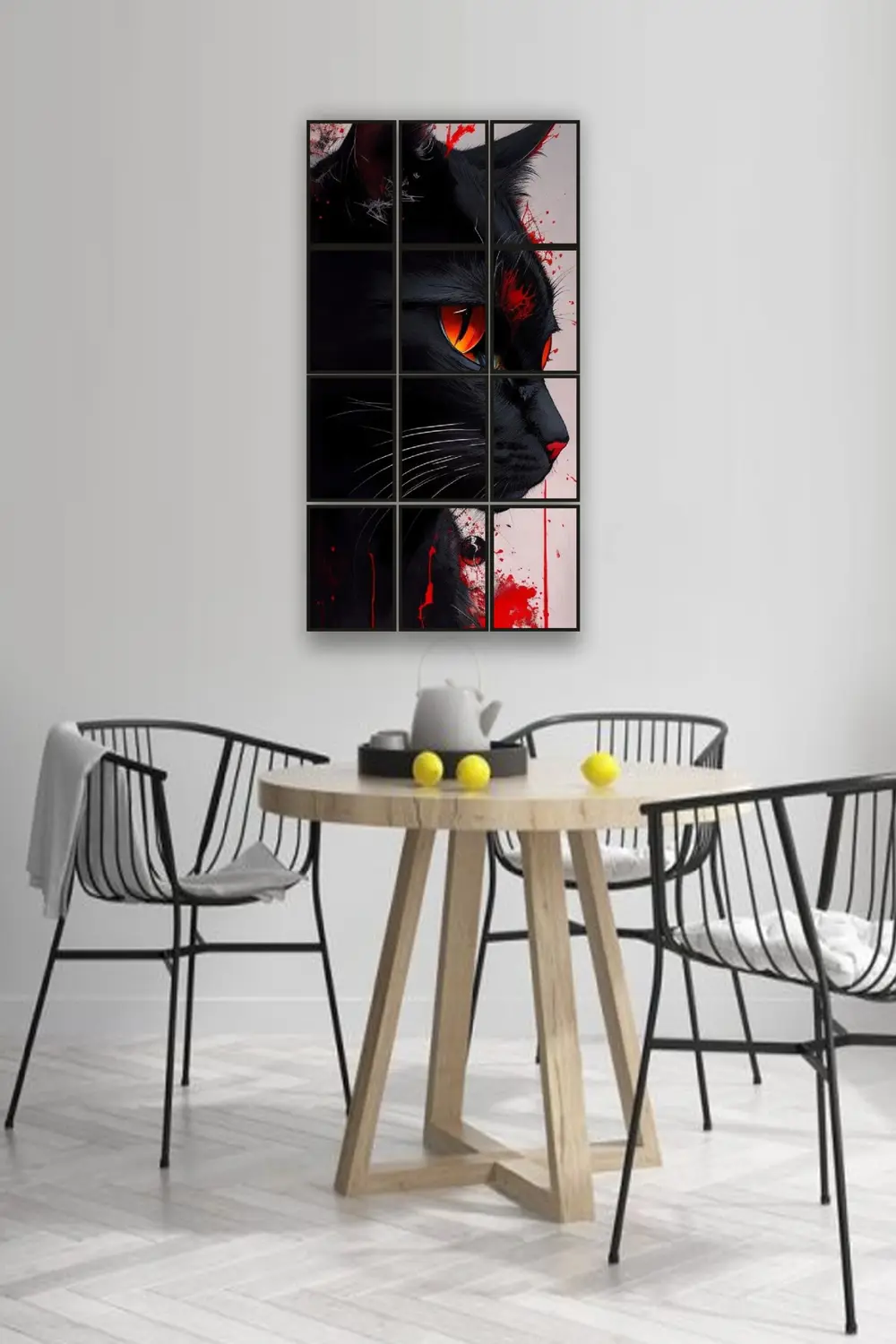 12 parça Siyah Kedi Çerçeve Görünümlü Mdf tablo Duvar Süsü Hediye