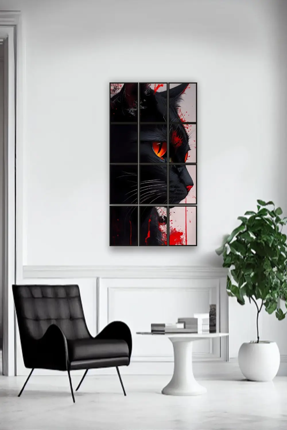 12 parça Siyah Kedi Çerçeve Görünümlü Mdf tablo Duvar Süsü Hediye