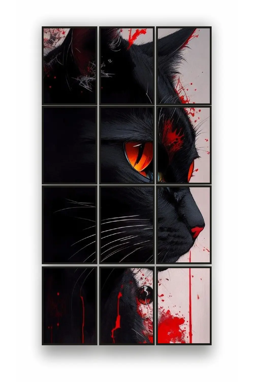 12 parça Siyah Kedi Çerçeve Görünümlü Mdf tablo Duvar Süsü Hediye
