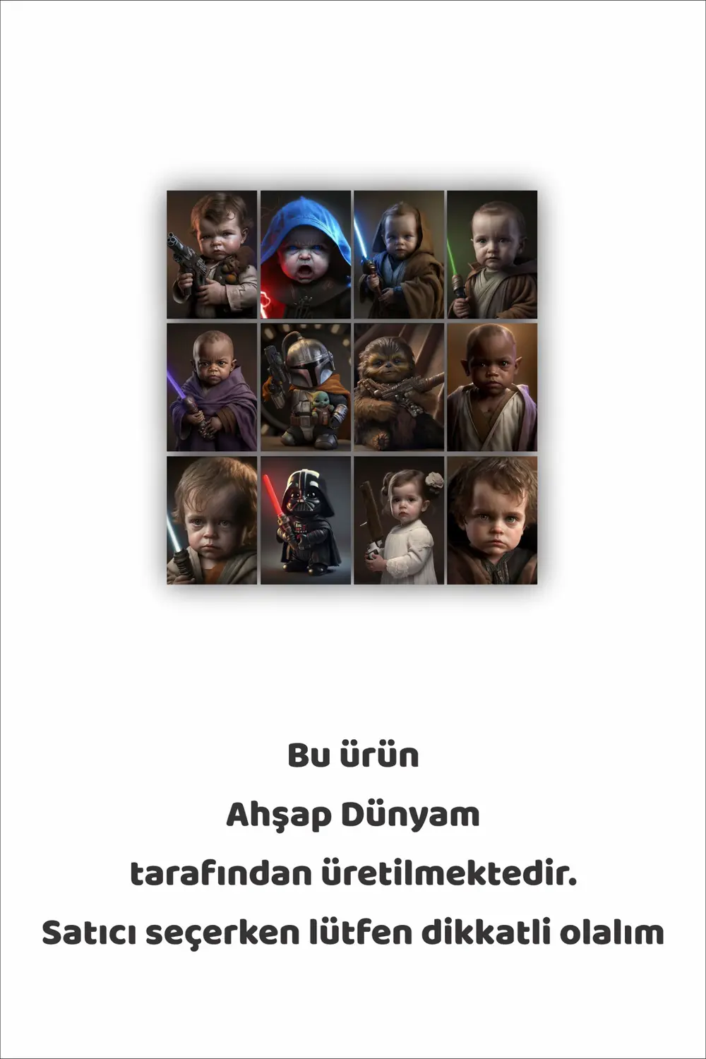 12 parça Star Wars Mini Karakterler Resimleri Çerçeve Görünümlü M