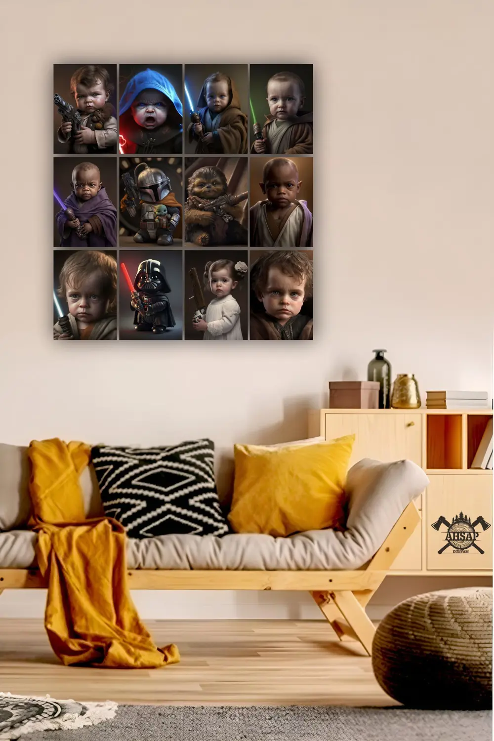 12 parça Star Wars Mini Karakterler Resimleri Çerçeve Görünümlü M