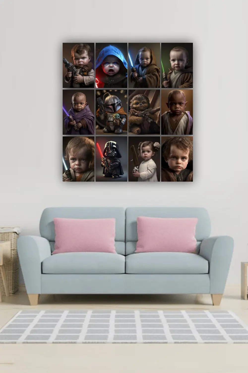 12 parça Star Wars Mini Karakterler Resimleri Çerçeve Görünümlü M