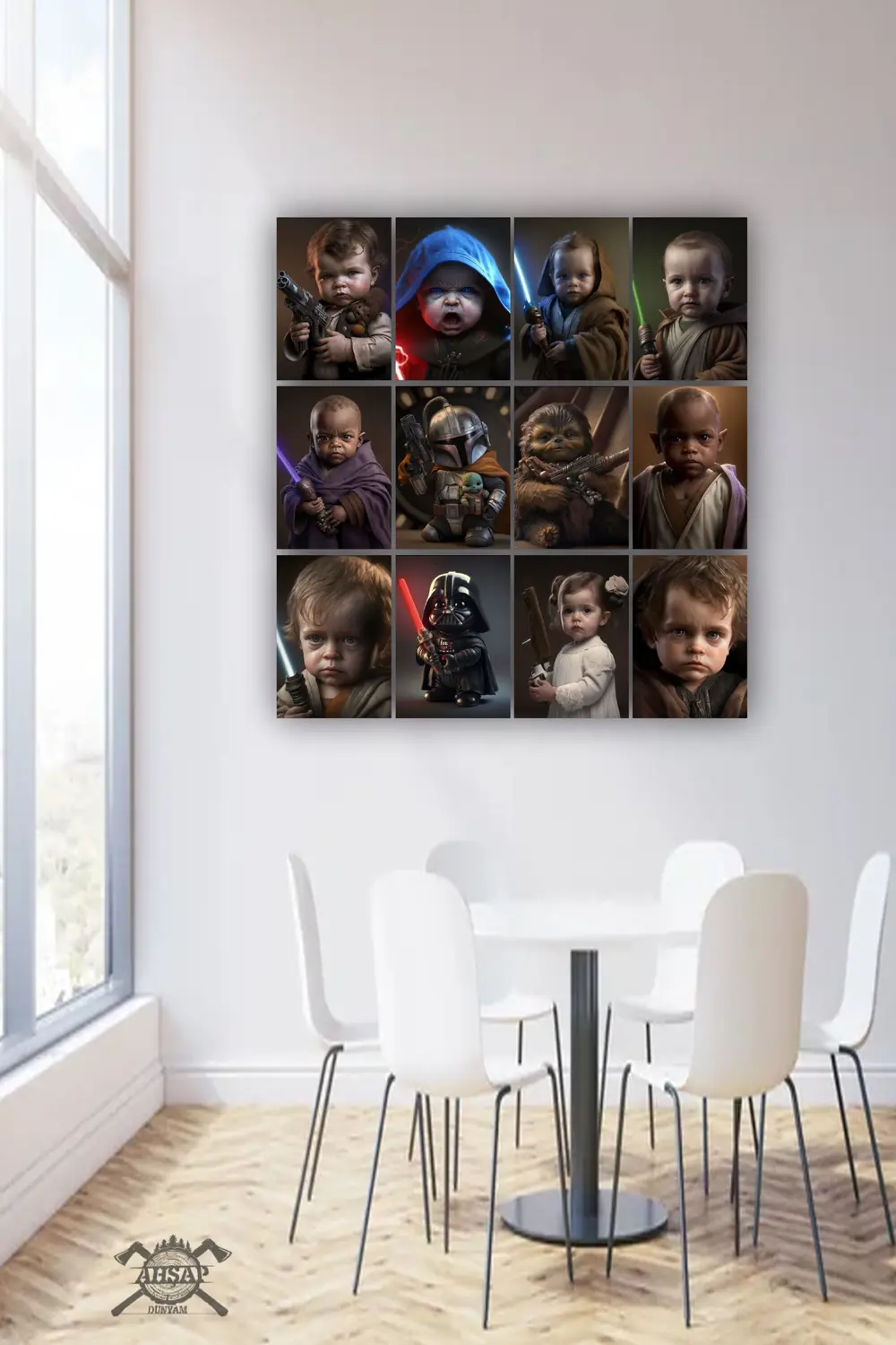 12 parça Star Wars Mini Karakterler Resimleri Çerçeve Görünümlü M