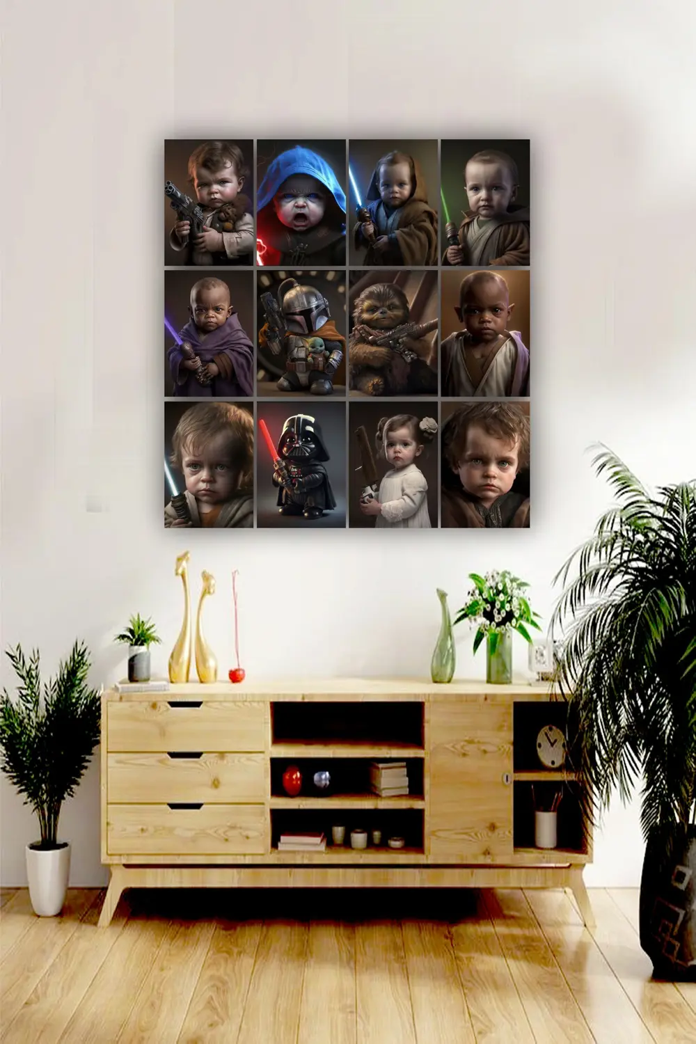 12 parça Star Wars Mini Karakterler Resimleri Çerçeve Görünümlü M