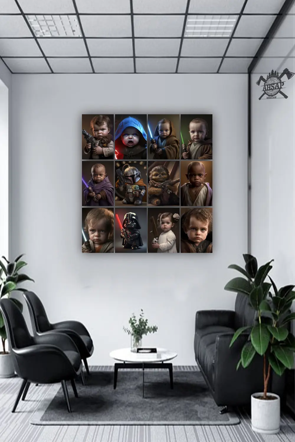 12 parça Star Wars Mini Karakterler Resimleri Çerçeve Görünümlü M