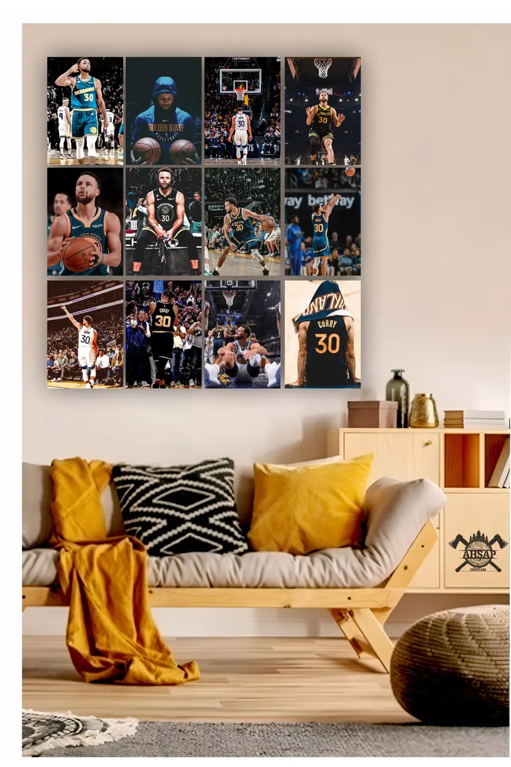 12 parça Stephen Curry Görsel Çerçeve Görünümlü Mdf tablo Duvar S