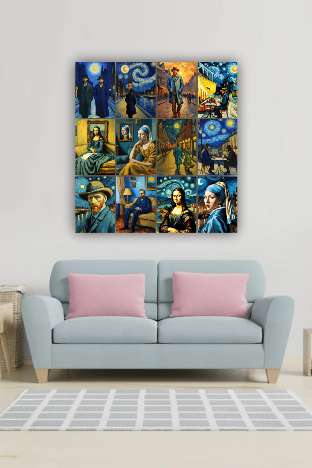 12 parça Sürreal Resimler Çerçeve Görünümlü Mdf tablo Duvar Süsü 