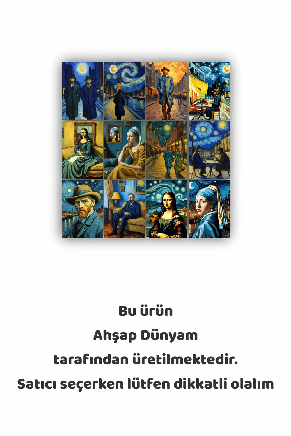 12 parça Sürreal Resimler Çerçeve Görünümlü Mdf tablo Duvar Süsü 