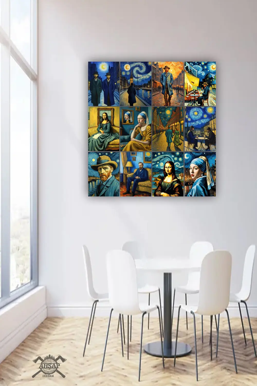 12 parça Sürreal Resimler Çerçeve Görünümlü Mdf tablo Duvar Süsü 