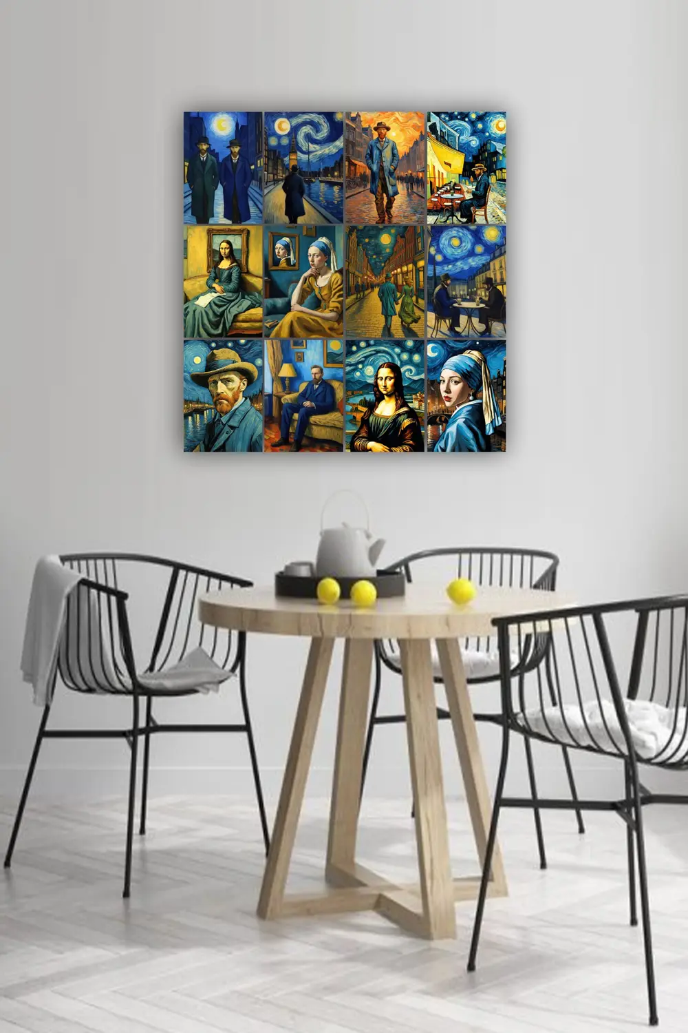 12 parça Sürreal Resimler Çerçeve Görünümlü Mdf tablo Duvar Süsü 
