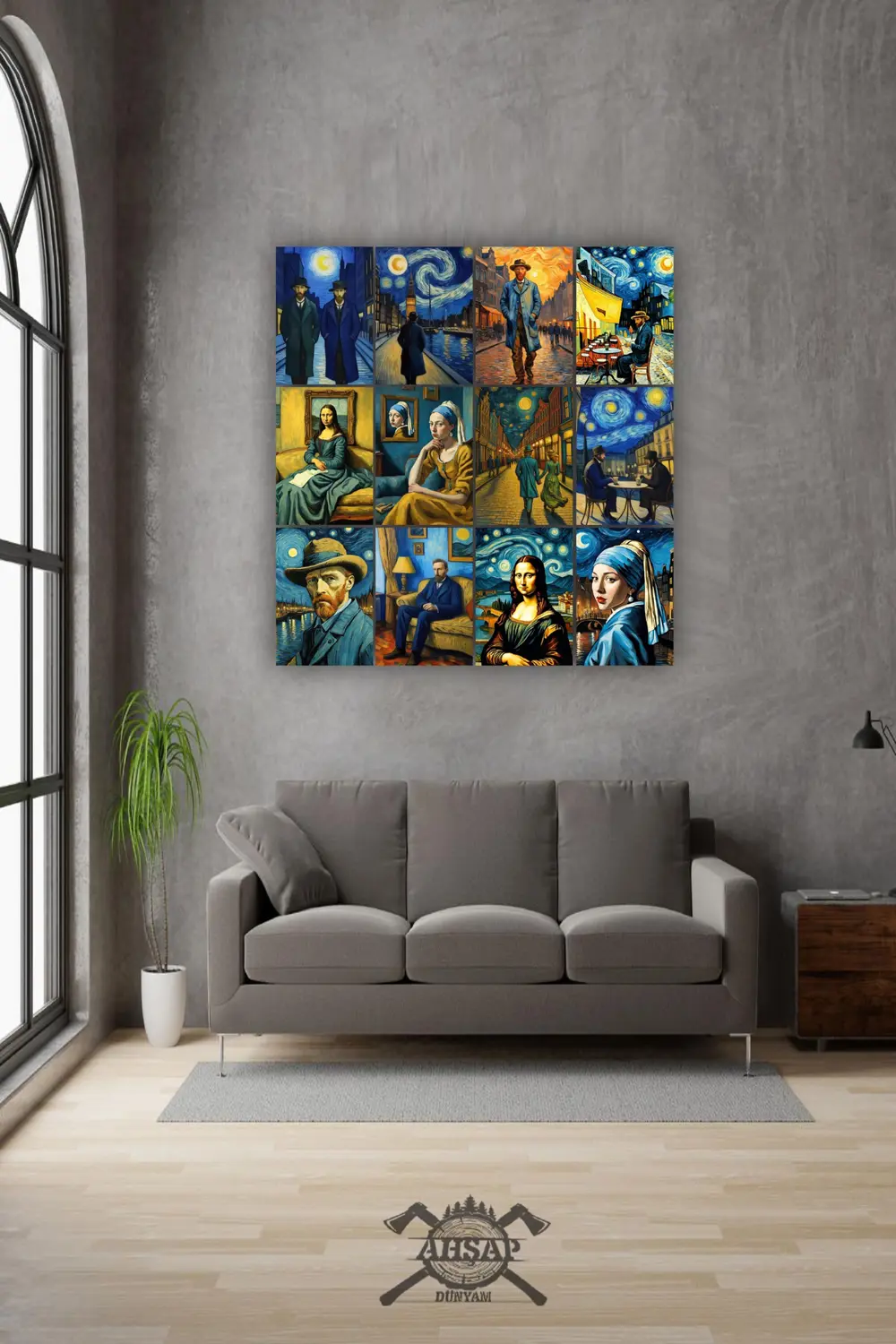 12 parça Sürreal Resimler Çerçeve Görünümlü Mdf tablo Duvar Süsü 