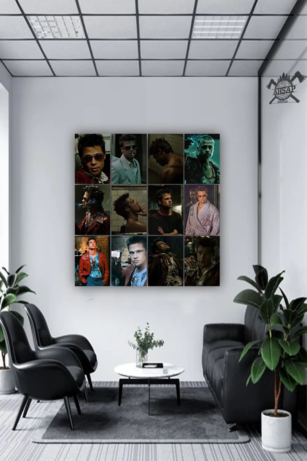 12 parça Tyler Durden Resimleri Çerçeve Görünümlü Mdf tablo Duvar