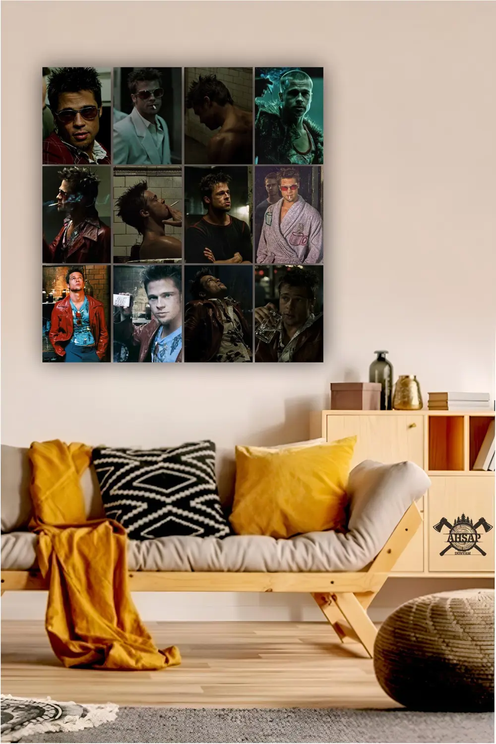 12 parça Tyler Durden Resimleri Çerçeve Görünümlü Mdf tablo Duvar