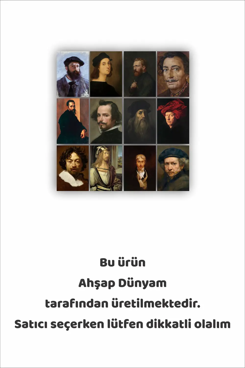 12 parça Ünlü Ressamların Resimleri Çerçeve Görünümlü Mdf tablo D