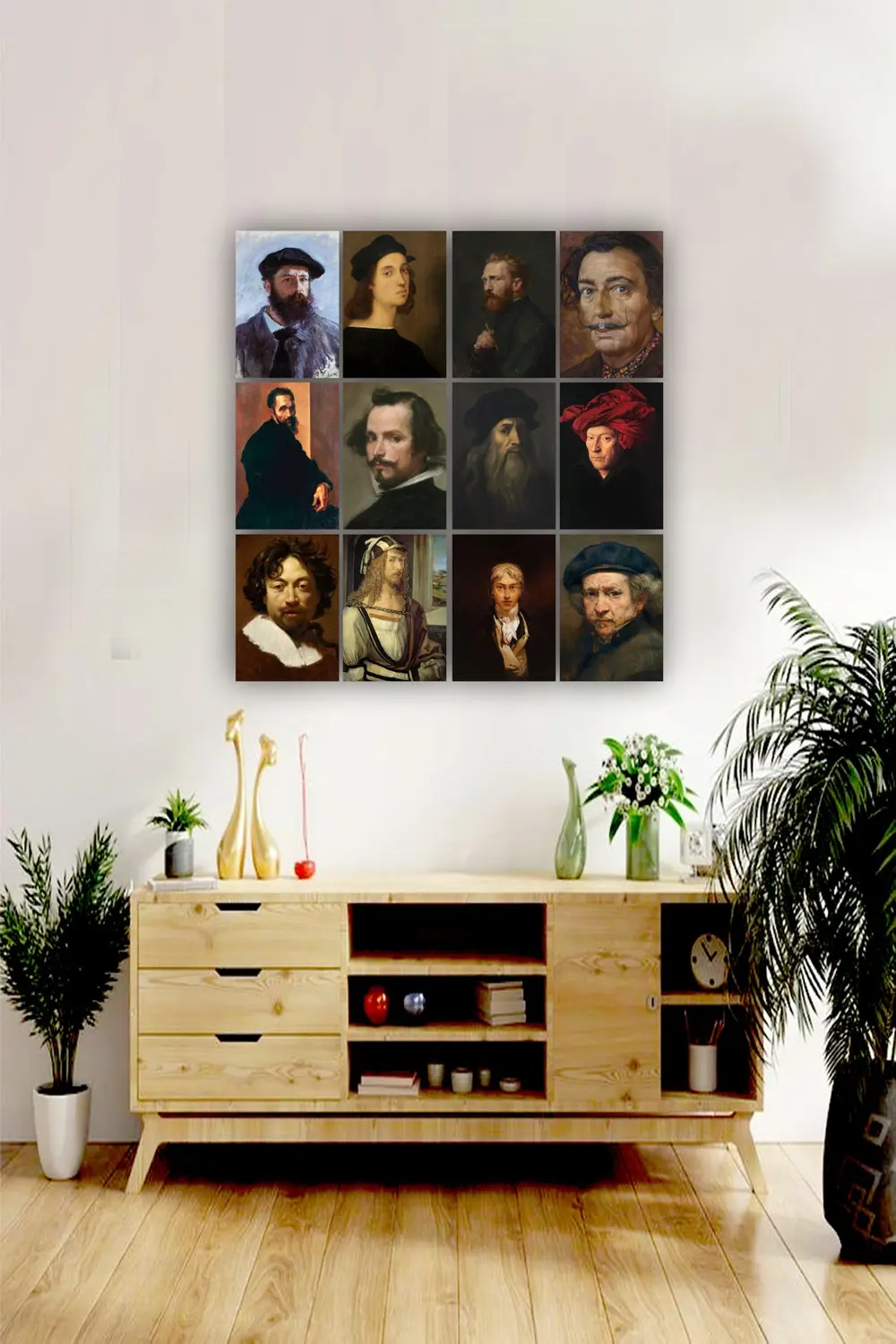 12 parça Ünlü Ressamların Resimleri Çerçeve Görünümlü Mdf tablo D