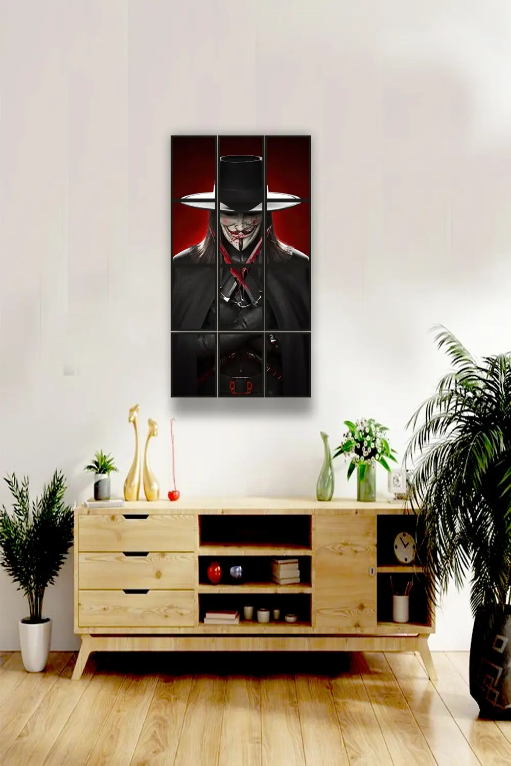 12 parça V for Vandetta Çerçeve Görünümlü Mdf tablo Duvar Süsü He