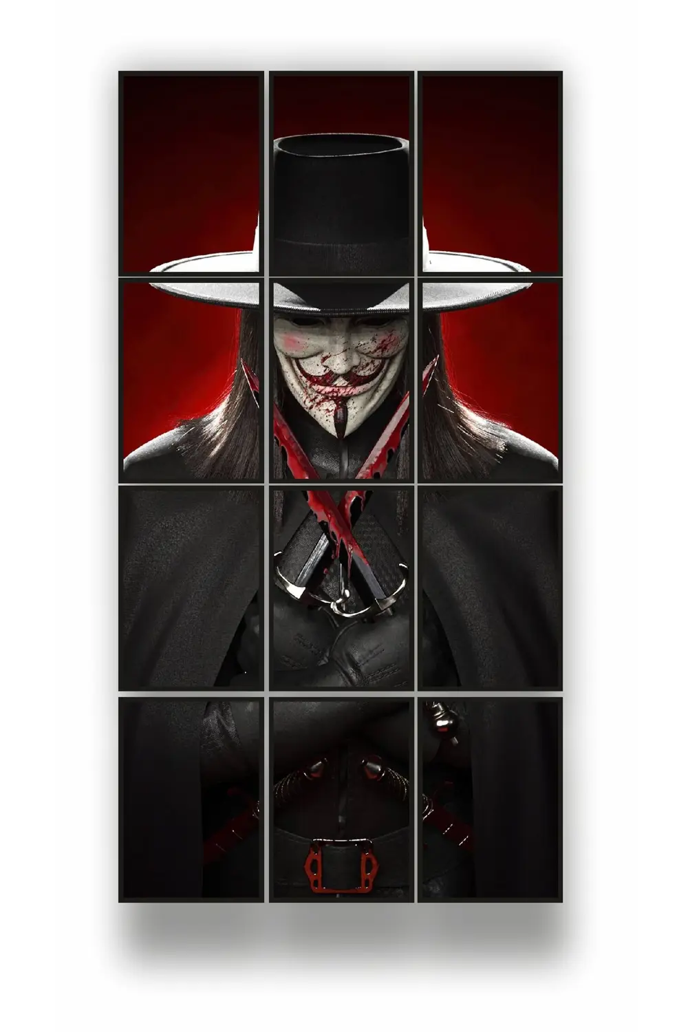 12 parça V for Vandetta Çerçeve Görünümlü Mdf tablo Duvar Süsü He