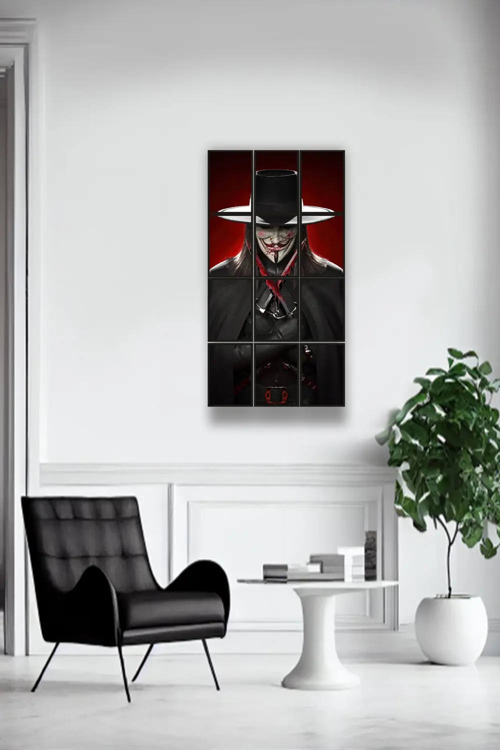 12 parça V for Vandetta Çerçeve Görünümlü Mdf tablo Duvar Süsü He